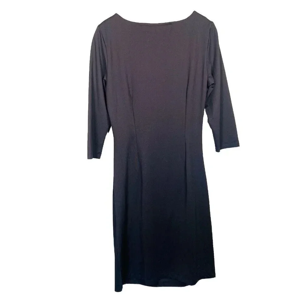 J. McLaughlin Naja Sage Sheath Dress‎ Size M Medium Black Catalina Ruched Side
